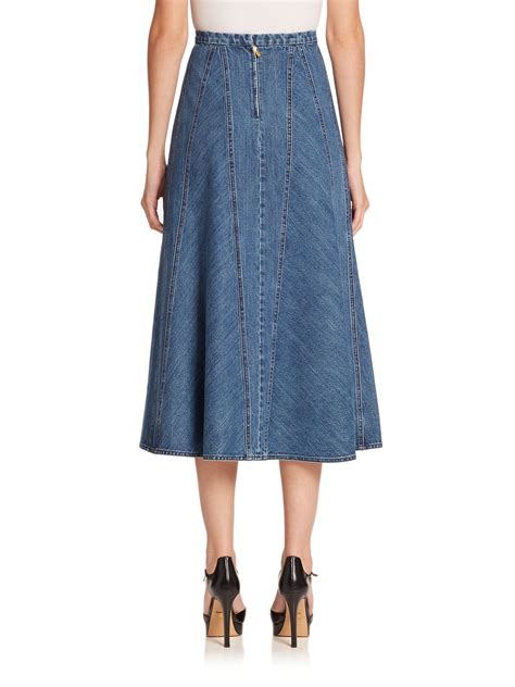 michael kors women skirt qs47e6z0rs amalfi blue|Michael Kors bloomingdale's skirt.